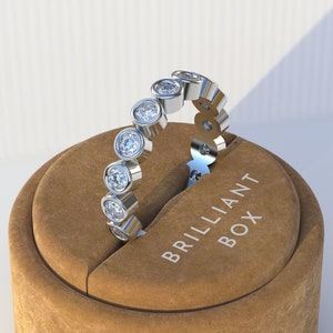 Bezel Set Diamond Wedding Band, 3mm Round Diamond Band, Bezel Set, Stackable Band, Bridal Set Band, Round Lab Grown Diamond Eternity Band