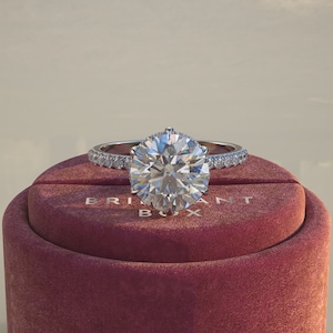 3 Carat round cut lab grown diamond engagement ring - 14k solid gold wedding ring anniversary gift ring for her halo diamond women&#39;s ring