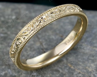 Customize for Sabrina - Engraved wedding band in Gold