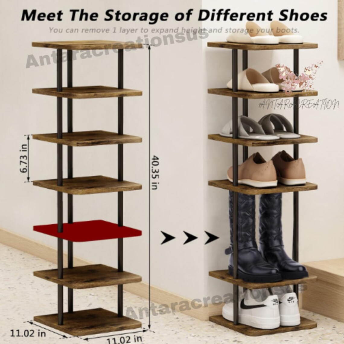 Handcrafted 7-tier Wooden Shoe Rack: Space-saving Entryway Organizer - Etsy