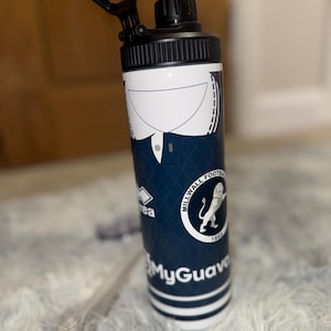 Football Jersey Millwall club  inspired  stainless steel tumbler 20 oz skinny tumbler for hot or cold drinks with push on lid and straw.
