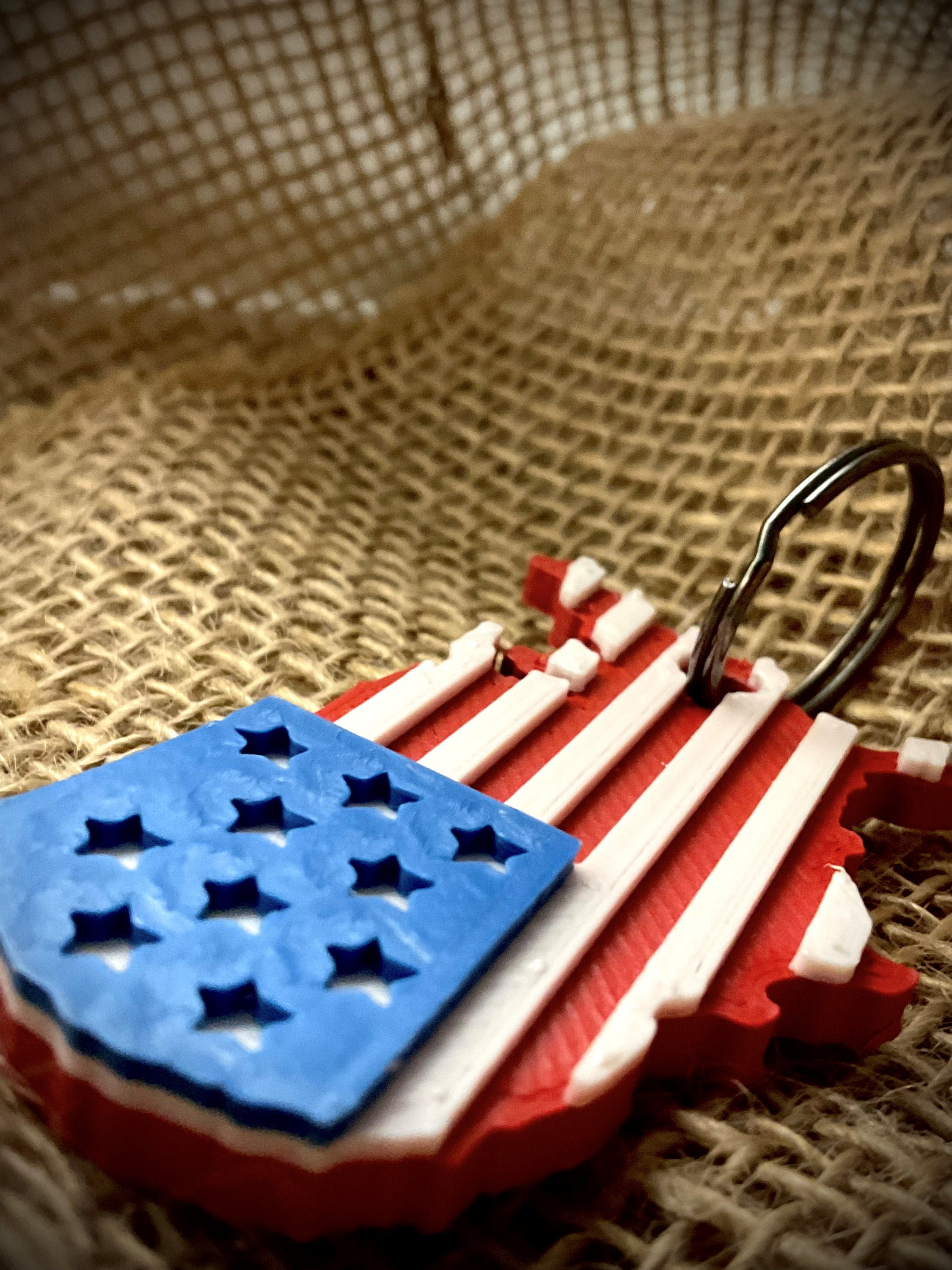 3D Printed USA Keychain Key Ring - Etsy