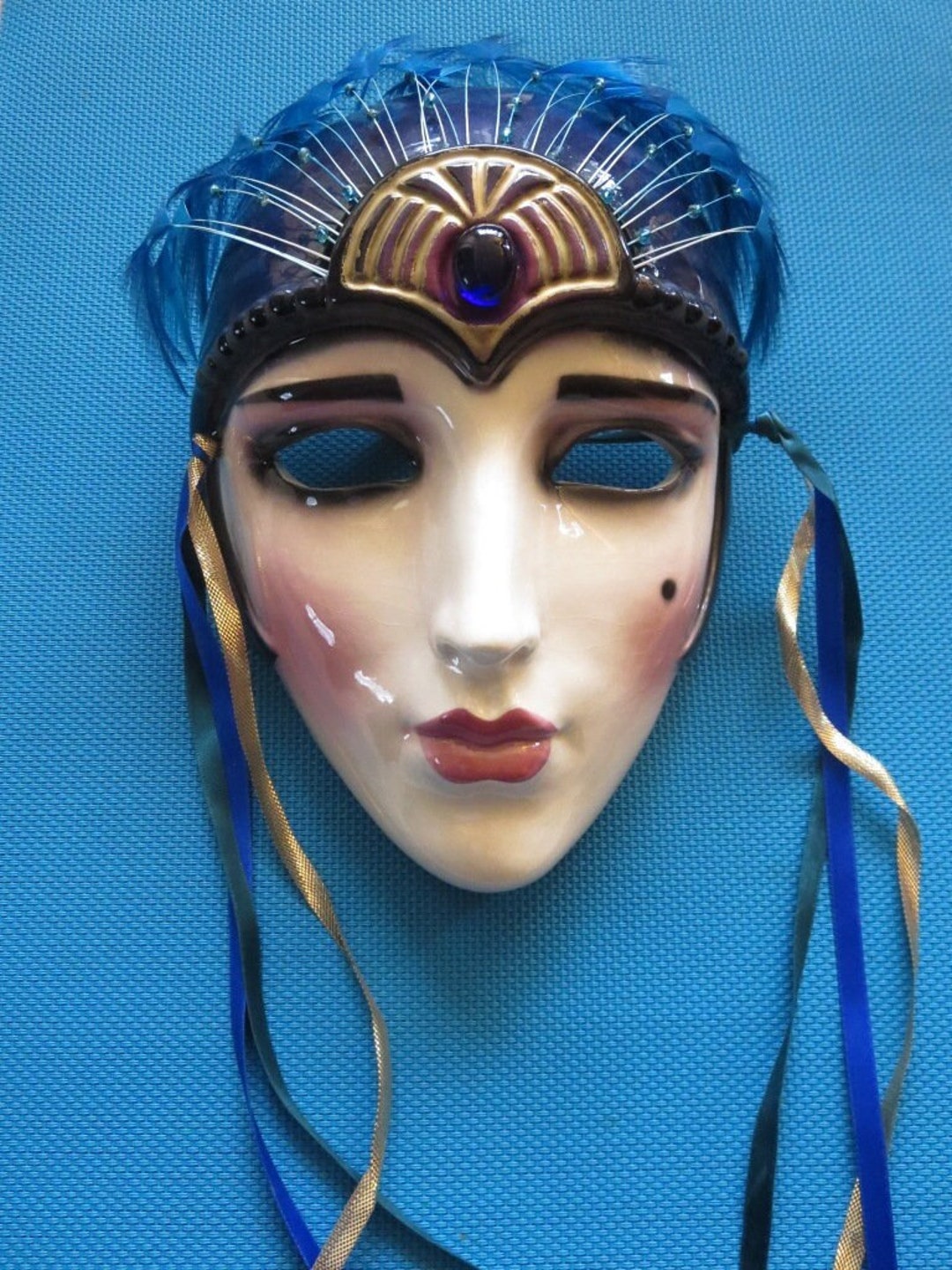 Clay Art Ceramic Face Wall Mask Art Deco Style Roaring 20s Etsy