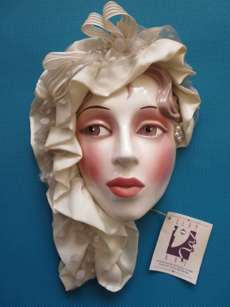 Clay Art Ceramic Face Wall Mask, Beautiful, RARE Wall Decor Etsy