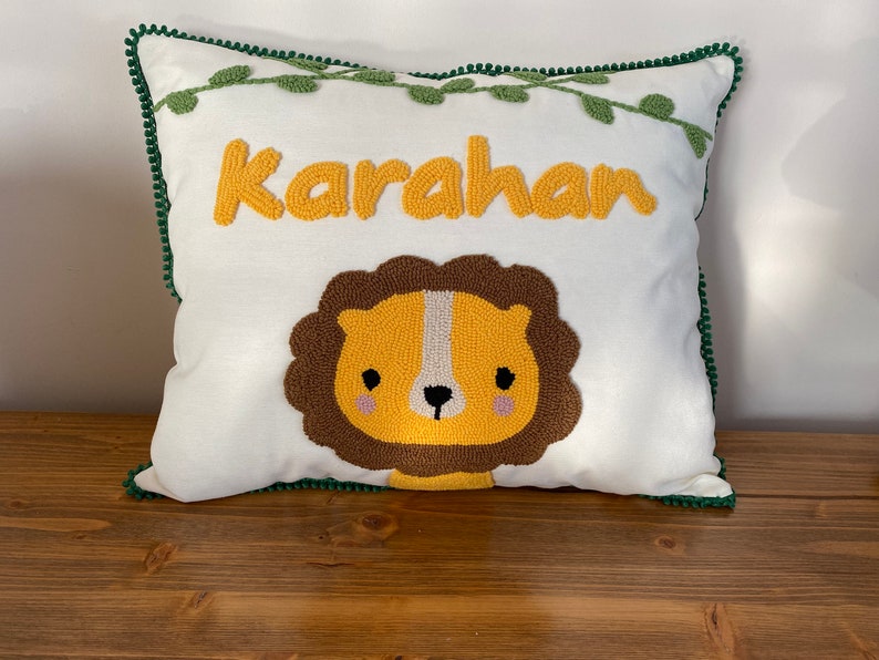 Lion Punch Needle Pillow | Punch | Punch Needle | Punch Needle Pillow | Punch Pillow | Nursery Punch Pillow | Baby Name Gift |Baby Punch Name | Baby Punch | Punch Baby Room | Punch Needle Decor | Punch Needle Art | Nursery Punch Decor