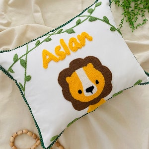 Lion Punch Needle Pillow | Punch | Punch Needle | Punch Needle Pillow | Punch Pillow | Nursery Punch Pillow | Baby Name Gift |Baby Punch Name | Baby Punch | Punch Baby Room | Punch Needle Decor | Punch Needle Art | Nursery Punch Decor