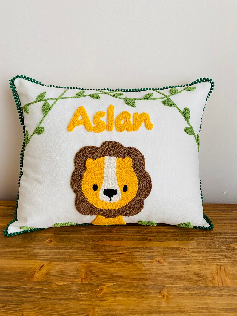 Lion Punch Needle Pillow | Punch | Punch Needle | Punch Needle Pillow | Punch Pillow | Nursery Punch Pillow | Baby Name Gift |Baby Punch Name | Baby Punch | Punch Baby Room | Punch Needle Decor | Punch Needle Art | Nursery Punch Decor