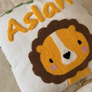 Lion Punch Needle Pillow | Punch | Punch Needle | Punch Needle Pillow | Punch Pillow | Nursery Punch Pillow | Baby Name Gift |Baby Punch Name | Baby Punch | Punch Baby Room | Punch Needle Decor | Punch Needle Art | Nursery Punch Decor