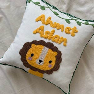 Lion Punch Needle Pillow | Punch | Punch Needle | Punch Needle Pillow | Punch Pillow | Nursery Punch Pillow | Baby Name Gift |Baby Punch Name | Baby Punch | Punch Baby Room | Punch Needle Decor | Punch Needle Art | Nursery Punch Decor