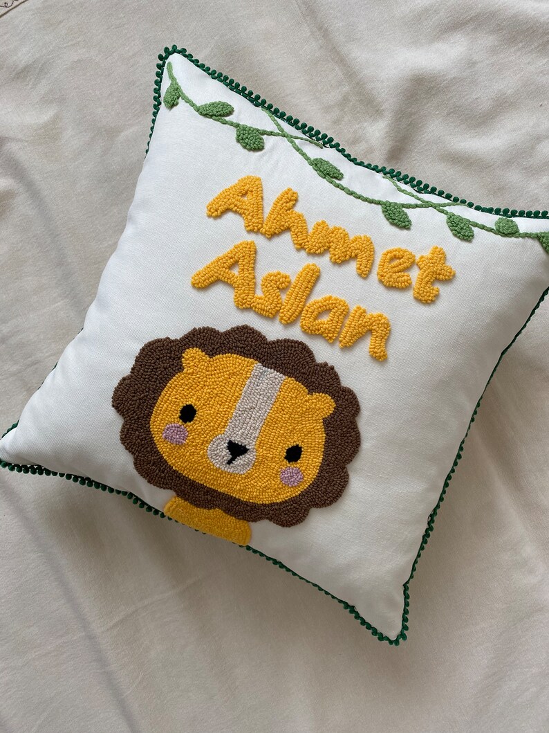 Lion Punch Needle Pillow | Punch | Punch Needle | Punch Needle Pillow | Punch Pillow | Nursery Punch Pillow | Baby Name Gift |Baby Punch Name | Baby Punch | Punch Baby Room | Punch Needle Decor | Punch Needle Art | Nursery Punch Decor