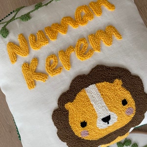 Lion Punch Needle Pillow | Punch | Punch Needle | Punch Needle Pillow | Punch Pillow | Nursery Punch Pillow | Baby Name Gift |Baby Punch Name | Baby Punch | Punch Baby Room | Punch Needle Decor | Punch Needle Art | Nursery Punch Decor