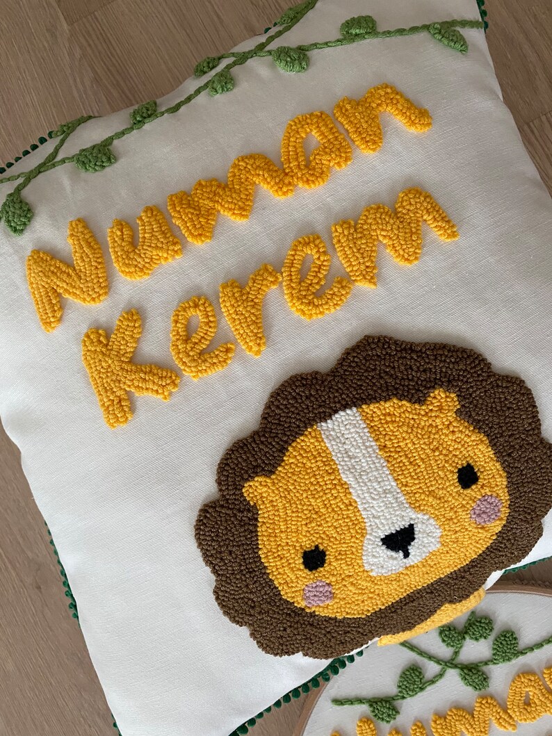 Lion Punch Needle Pillow | Punch | Punch Needle | Punch Needle Pillow | Punch Pillow | Nursery Punch Pillow | Baby Name Gift |Baby Punch Name | Baby Punch | Punch Baby Room | Punch Needle Decor | Punch Needle Art | Nursery Punch Decor