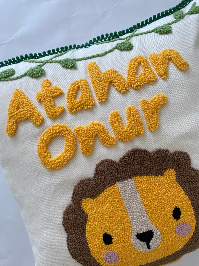 Lion Punch Needle Pillow | Punch | Punch Needle | Punch Needle Pillow | Punch Pillow | Nursery Punch Pillow | Baby Name Gift |Baby Punch Name | Baby Punch | Punch Baby Room | Punch Needle Decor | Punch Needle Art | Nursery Punch Decor