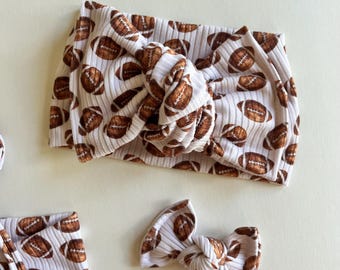 Football Baby Headband, Toddler Bow Set, Game Day Hair Accessories