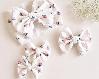 Vintage Rose Baby Hair Bow, Floral Rose Head Wrap, toddler flower pigtails