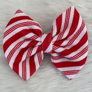 Candy Cane Stripe, Baby Headband, Bow, Hair Clip, Pigtails, Christmas