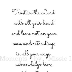 Proverbs 3:5-6 Scripture Art Print, Christian Home Decor (Digital Download)