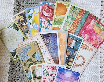 Mixed Lot of 17 vintage playing cards, floral, art, fruit, whale+ for Swap cards, junk journals, tag making, card making, collection, etc.