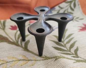 MCM Cloverleaf Candleholder, from Denmark, by Jens Quistgaard; solid cast iron Mid-century candle holder; uses mini tapers (not included)