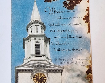 Vintage Rally Day Church mailer postcard, First English Lutheran, Los Angeles, California, used, 1 cent stamp, canceled, rare post card 1951