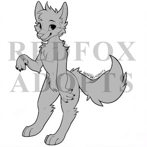Anthro Canine Lines- Anthro Base- Lines to Color
