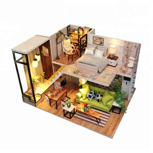Diy Miniature Dollhouse Kit - Diy Miniature House - Wooden Dollhouse Furniture Set
