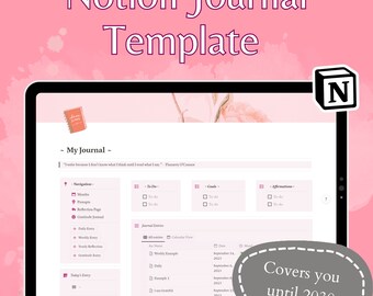 Notion Journal Personal Notion Template, Gratitude Journal 2023 Journal, Mood tracker, 115 Journal Prompts, aesthetic notion