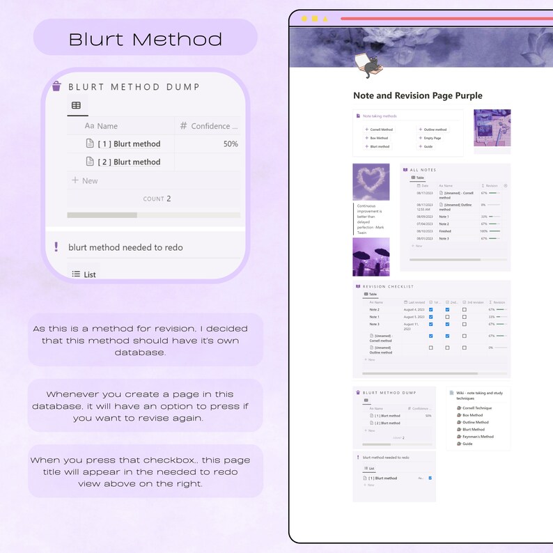 Notion Template College Student, Note-taking and Revision Checklist ...