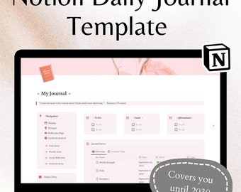 Daily Journal Personal Notion Template, Journal, Mood Tracker, Gratitude Journal 2023, 115 Journal Prompts, aesthetic notion