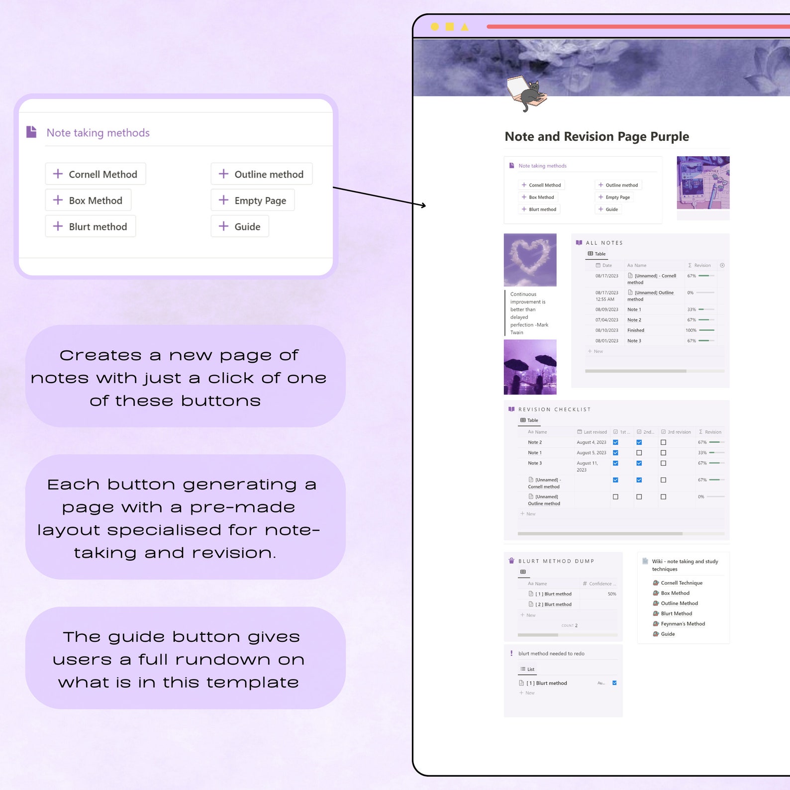 Notion Template College Student, Note-taking and Revision Checklist ...