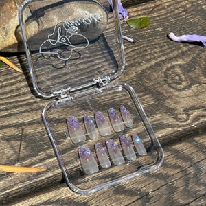 purple crystal press on nails