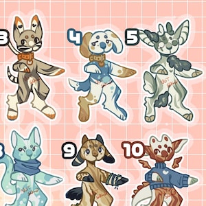 May include: A digital illustration of 15 adorable animal characters with different colors, patterns, and expressions. Each character is numbered and has a unique design, including a dog, cat, fox, and more.