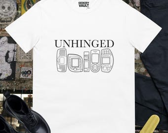 UNHINGED Nokia Phones T‑Shirt – 2000s Y2K Retro Tech Short‑Sleeve Unisex Tee