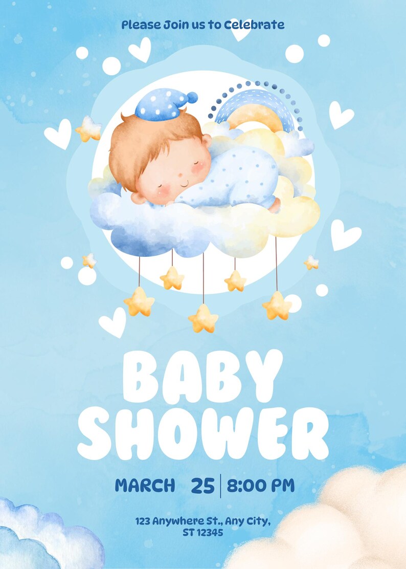 Printable Baby Shower Card Boy, Digital Download Baby Card, Sayings for