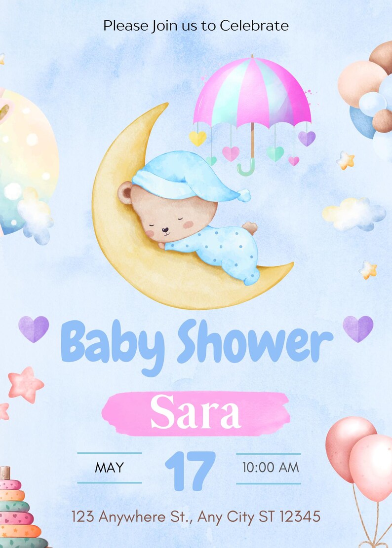 Baby Shower Card Boy Printable, Digital Download Baby Card, Sayings for