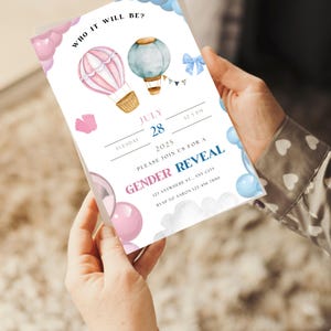 Invito digitale per la rivelazione del sesso del bambino, invito per la festa per la rivelazione del sesso del bambino, invito digitale per la rivelazione del sesso del bambino, download immediato del volantino per la rivelazione del sesso del bambino / Canva Pro