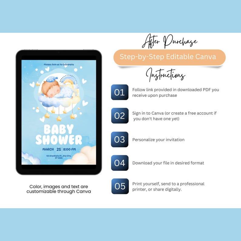 Printable Baby Shower Card Boy, Digital Download Baby Card, Sayings for