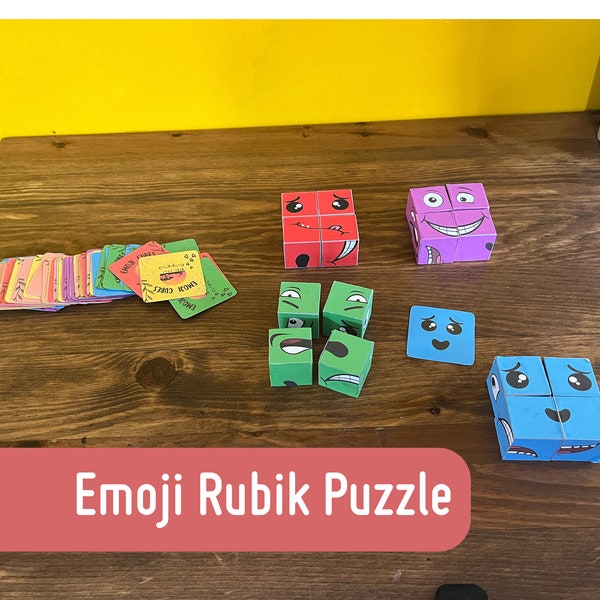 emoji rubik puzzle, emotions activity for kids, matchup game for all ages, fun memory challenge, downloadable game