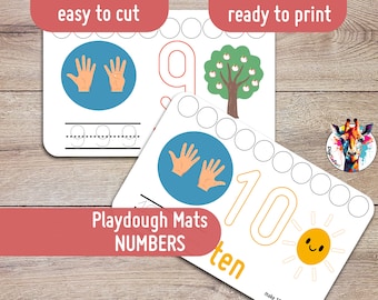 Creatief tellen Play Doh-matten | Nummers 1-10 | Peuteractiviteiten | Montessori-materialen | Thuisonderwijspraktijk | Voorschoolse printables