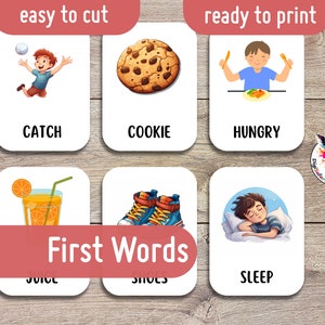 Cartes Maîtrise des premiers mots | Jeu de 80 cartes | Flashcards Montessori | Imprimables éducatifs | Téléchargement instantané | Prêt à imprimer