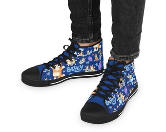 Men's High Top Sneakers - Bluey and Bingo Shoes - Gift for Him - Dad will love them