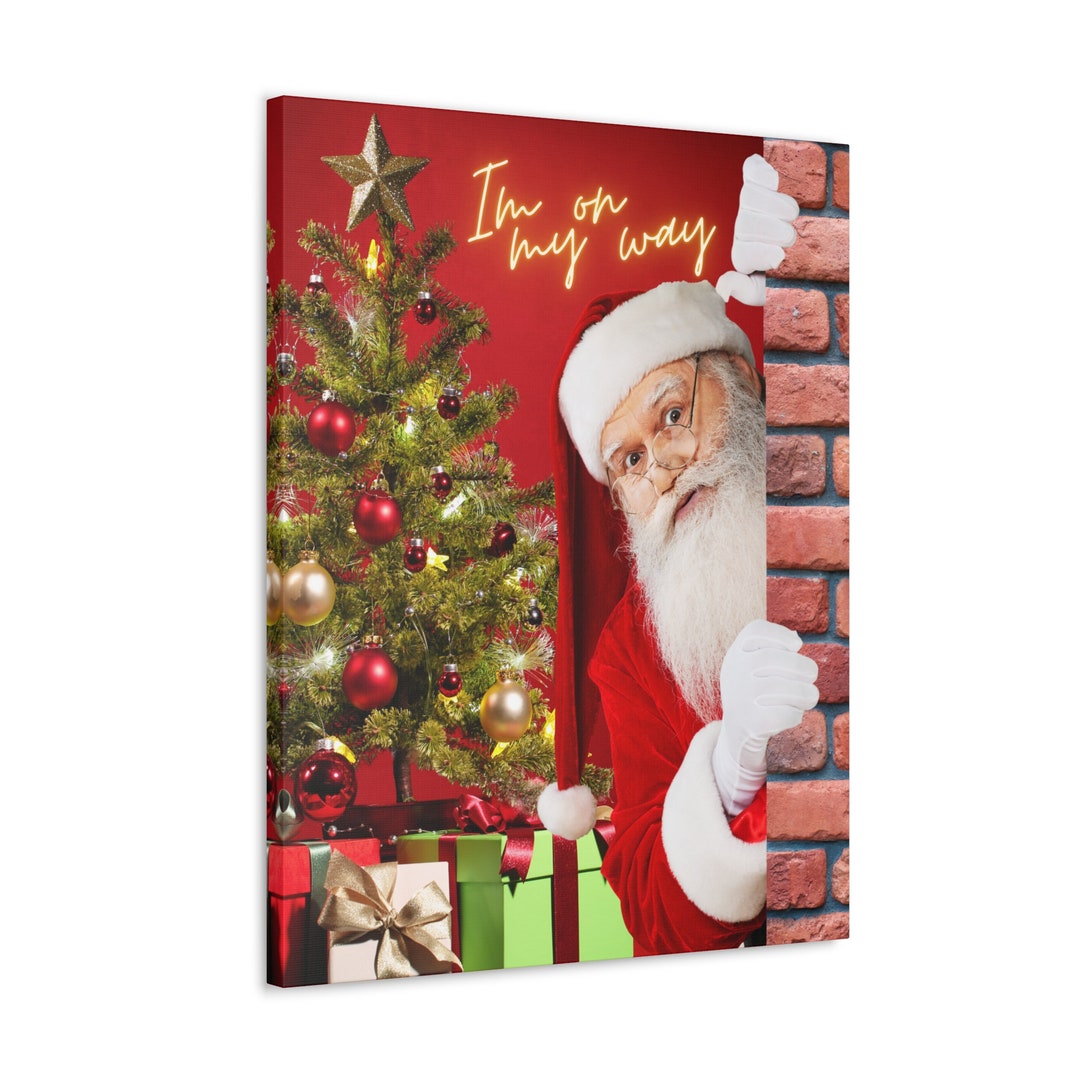 Christmas Decor Wall Art Xmas Decorations Santa Peeking Out Im on My