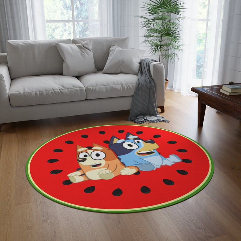 Watermelon Bluey Round Rug Etsy