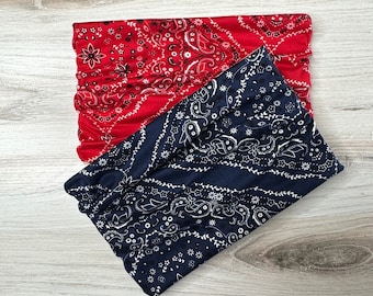 bandana headband, turban headband for men, scrunchy headband, wide tube headband, red headband, headbands for women, blue headband, headband