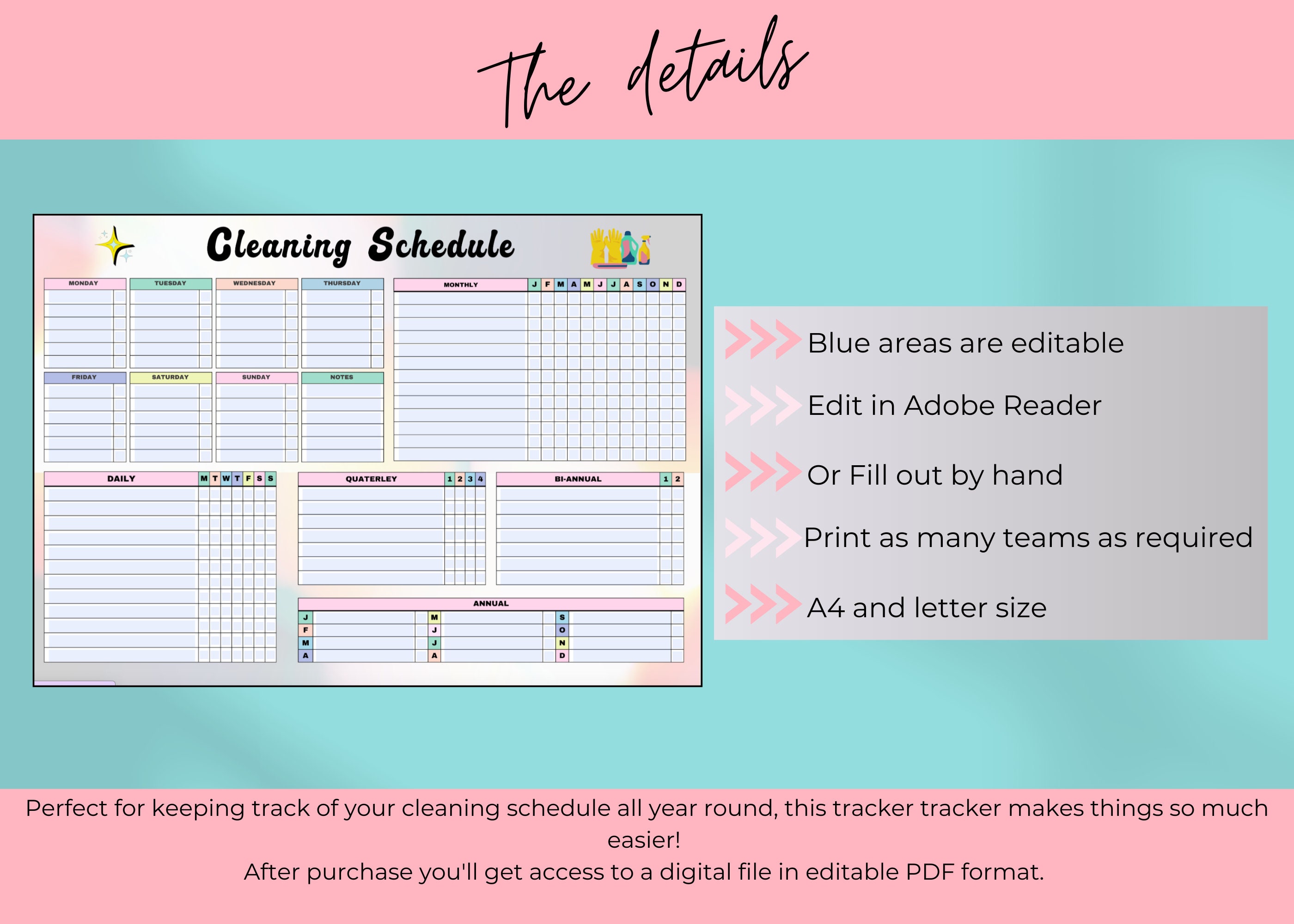 Editable Cleaning Schedule Cleaning Checklist Cleaning Schedule House ...