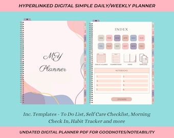 Editable Digital Planner | Daily Planner | Weekly Planner | Undated Planner | Goodnotes Planner | Notability Planner | iPad Planner