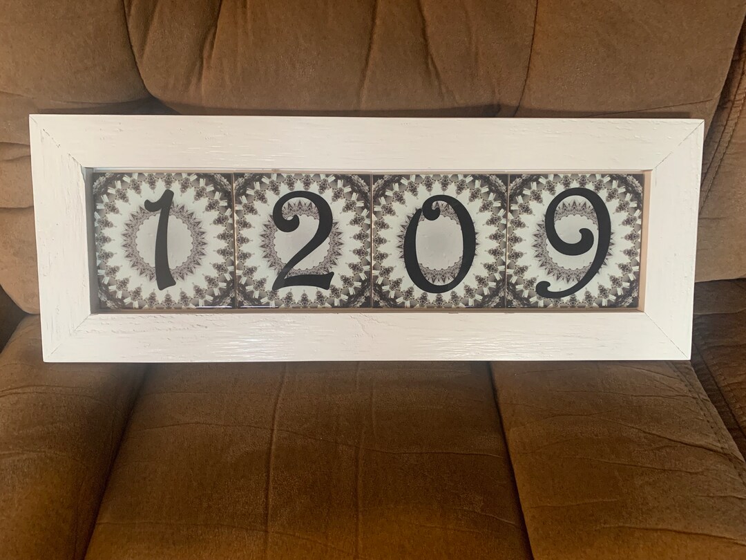 Framed Ceramic Tile House Numbers Etsy