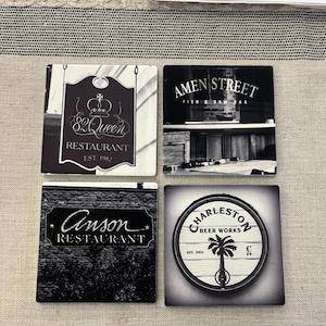 Coasters: Charleston food, bev, signs, hotels. (I)