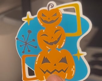 Retro Halloween Pumpkin Jack o Lantern Stickers