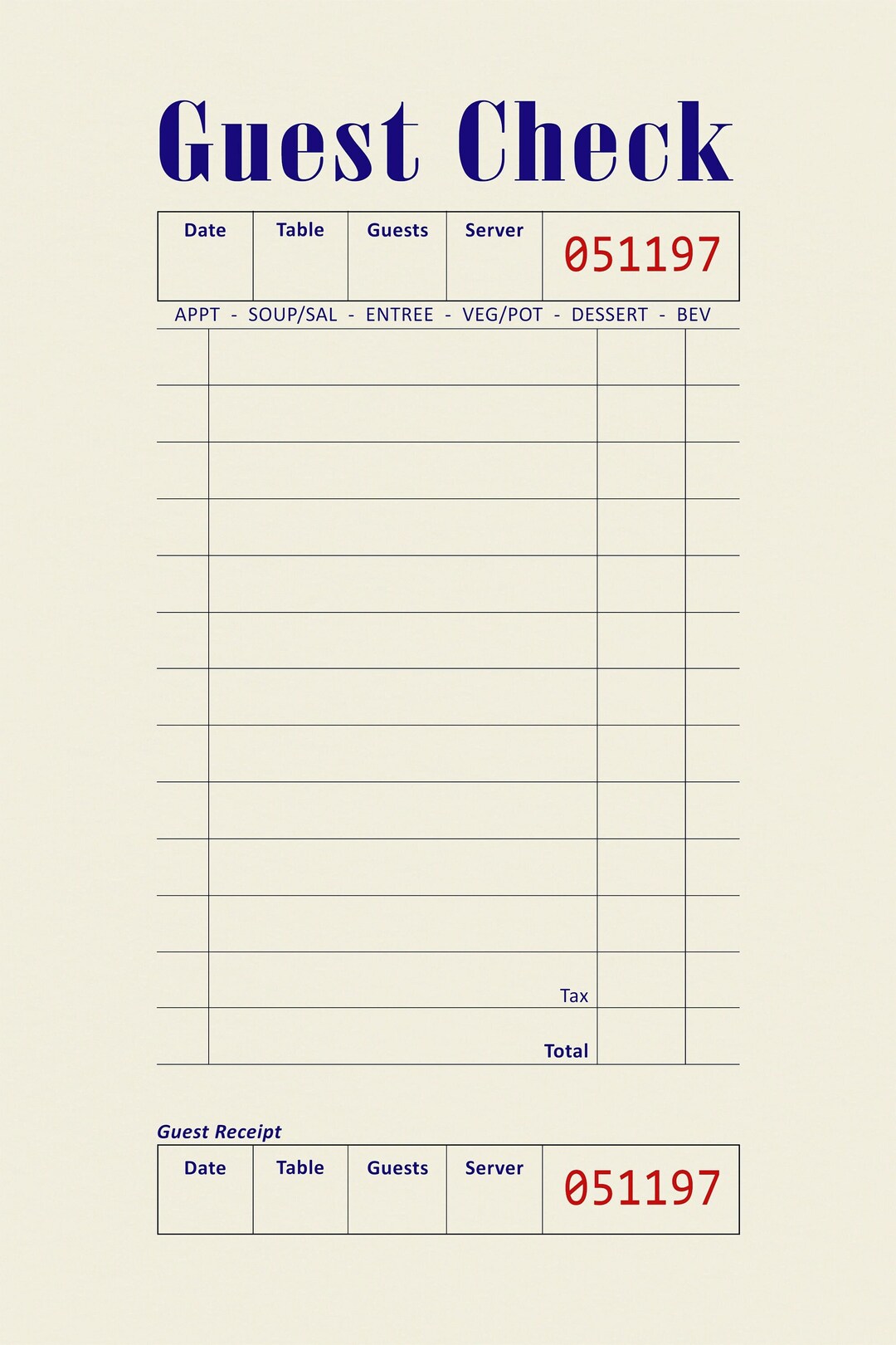 Guest Check Art Guest Check Wall Art Etsy